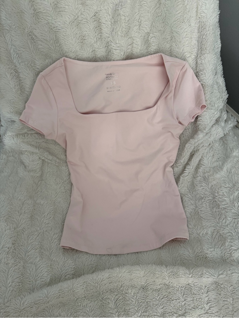 Square Neck Crop Top in Light Pink